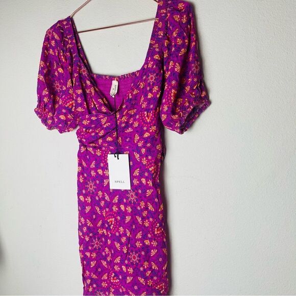 NWT Spell Madame Peacock Sweetheart Boysenberry Mini Dress XS - Picture 6 of 9